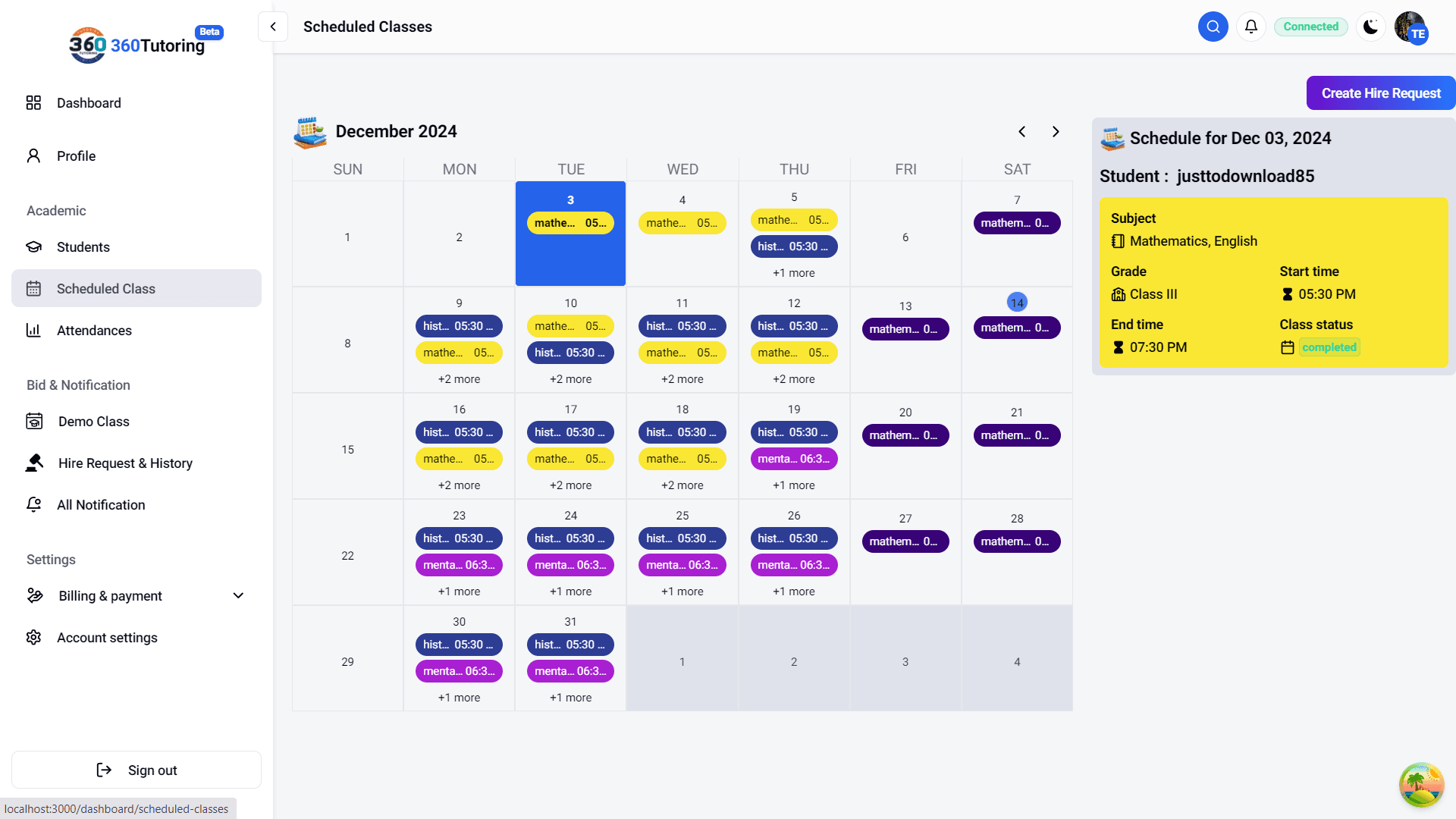 schedule class view