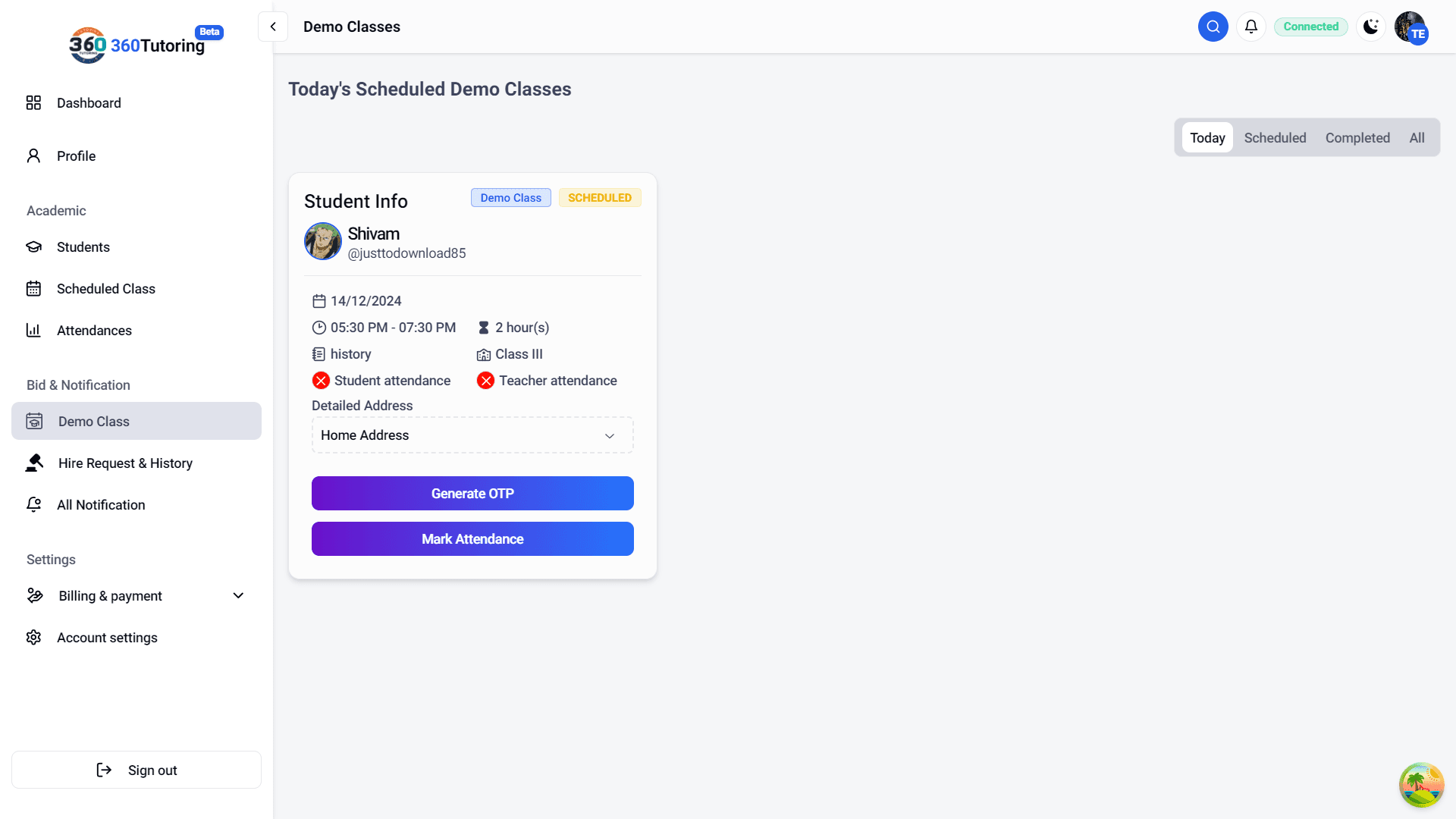 view in scheduled tab